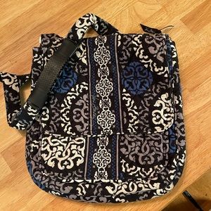 Vera Bradley blue, gray & off white messenger bag